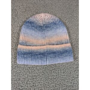 RACHEL ZOE Womens Gradient Knit Beanie One Size Blue White Purple Skull Cap